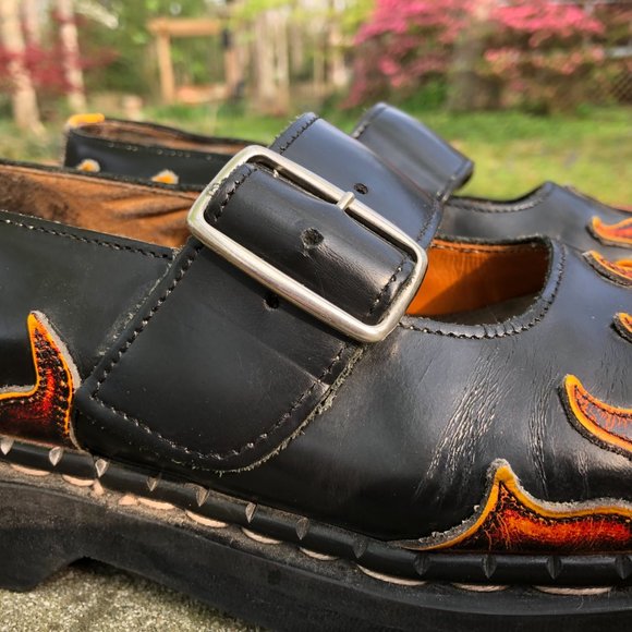 Vintage Tredaire Mary Jane Flame Hot Gothic Punk Dr Martens England 6.5 - Picture 10 of 11